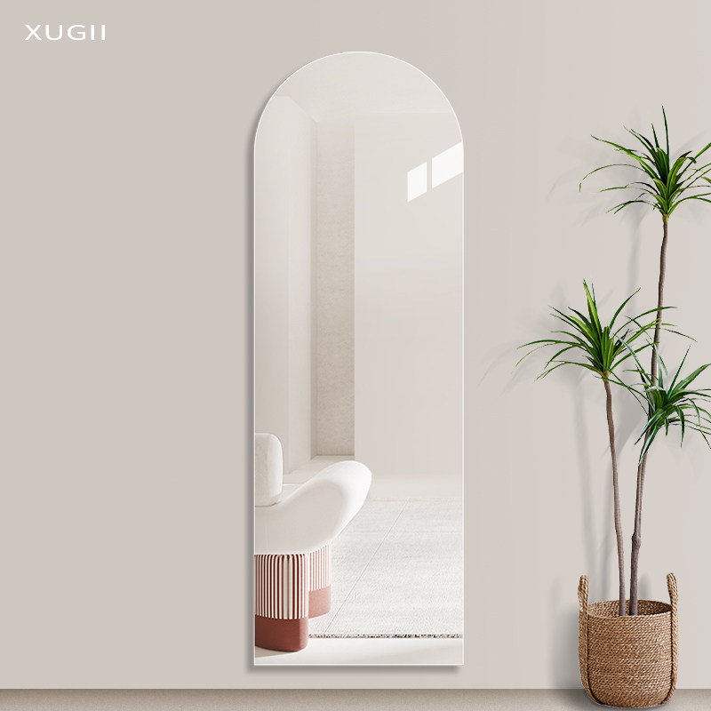 轻奢无框穿衣镜挂墙式全身拱门形艺术镜卧室家用试衣镜可定制镜子