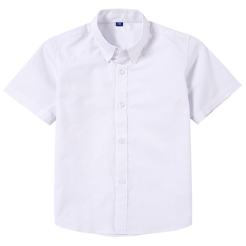 胖童短袖白衬衫纯棉夏季薄款男童加肥加大码宽松儿童校服白色衬衣