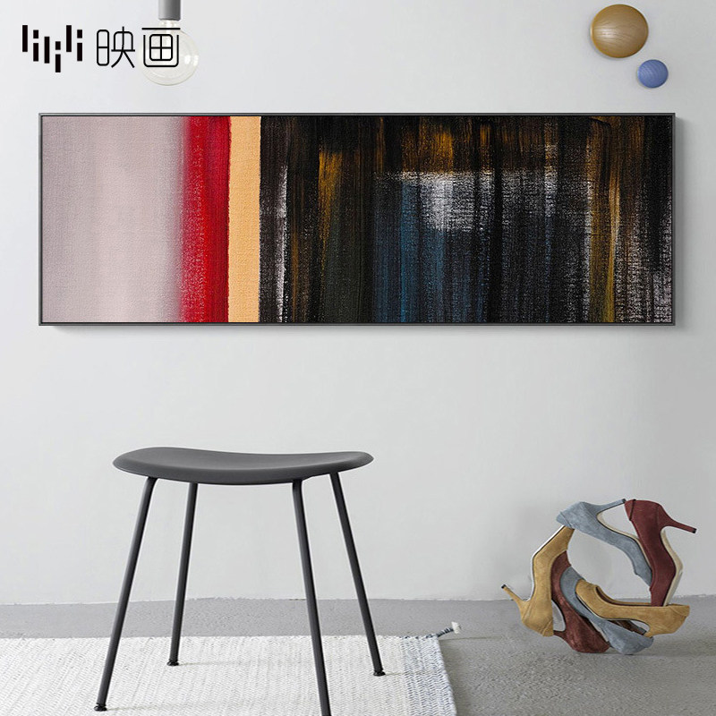 美式装饰画黑色墙壁挂画横幅开放式厨房餐厅墙画沙发后墙面背景画