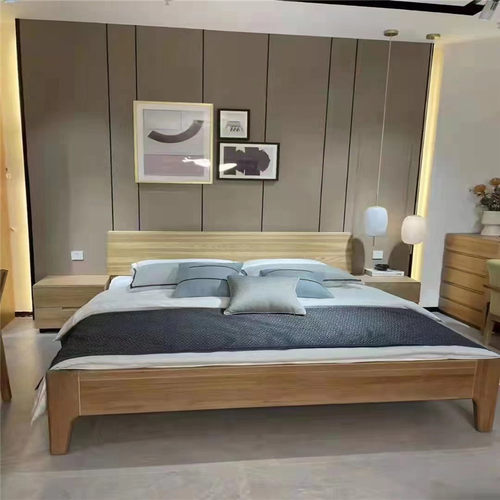 北美白蜡木全实木床北欧高箱储物气压床1.5米1.8m双人床婚床原木