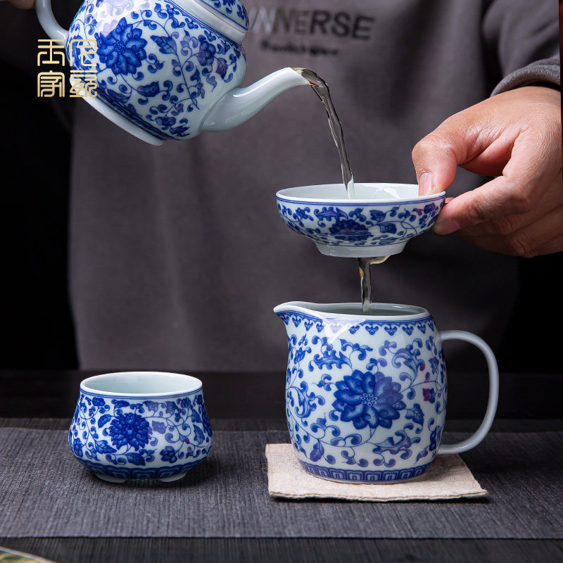 陶瓷公道杯家用简约茶漏景德镇青花瓷公杯茶海分茶器功夫茶具配件