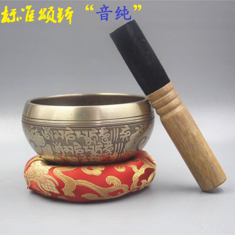 专业音疗颂钵佛音碗尼泊尔手工六字真言转经碗铜磬瑜伽用品钵摆件