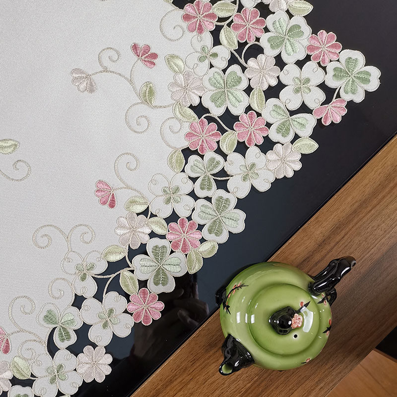 中式欧式布艺绣花长方桌布茶几巾桌垫镂空盖巾餐垫餐桌桌布桌旗