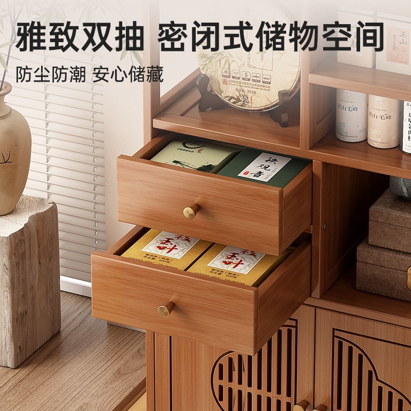 茶叶架子置物架多层茶具收纳柜小型中式实木博古架茶室摆件展示柜