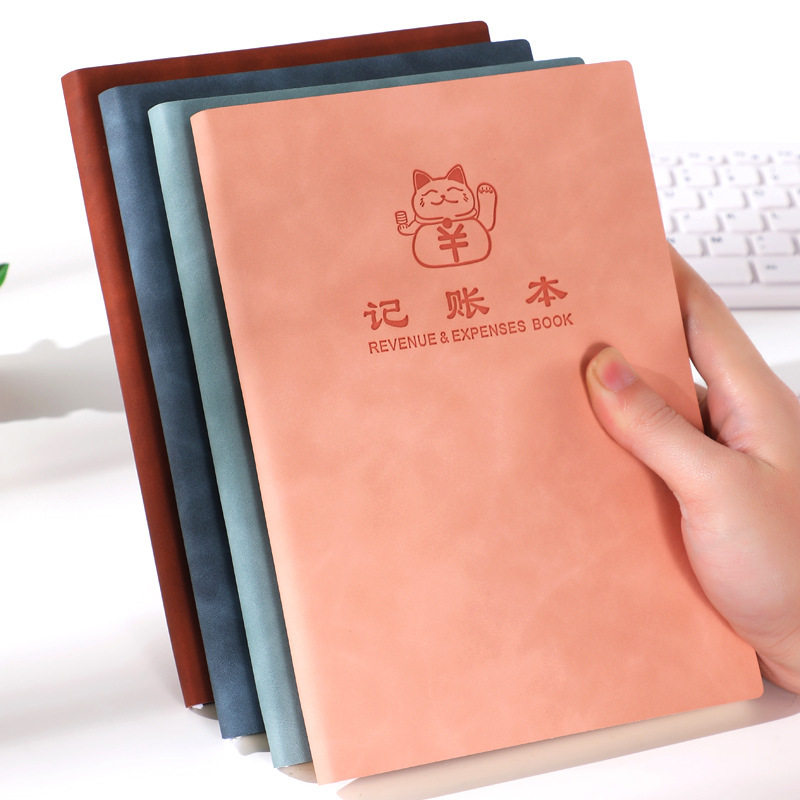 A5招财猫记帐本线装仿皮封面家庭收支理财花销记录手帐本送礼实用图片