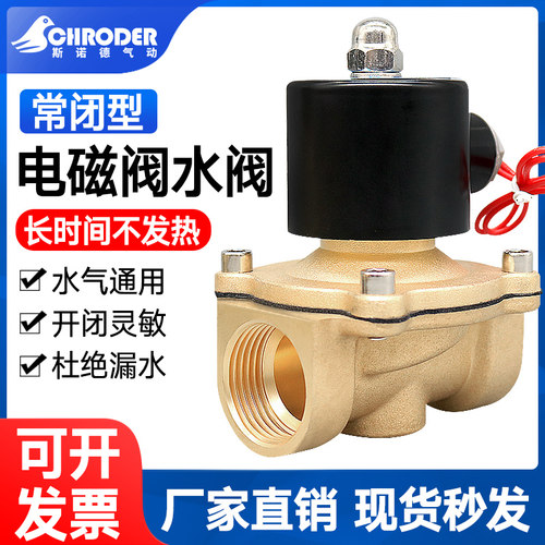 全铜常闭电磁水阀220V气阀24V 12V 2W160-15电动阀门2分4分1寸2寸