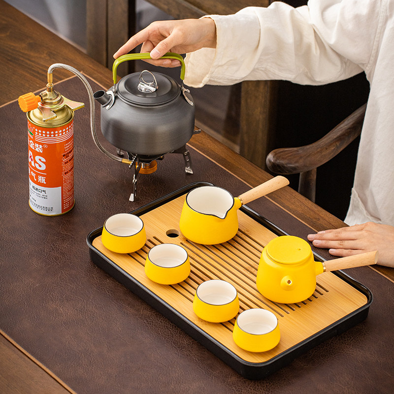 便携户外旅行茶具套装野外露营烧水泡茶器功夫茶杯茶壶一体收纳包