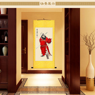 钟馗持剑图画像 钟天师神威引福图 复古卷轴画挂画装饰画定制订做