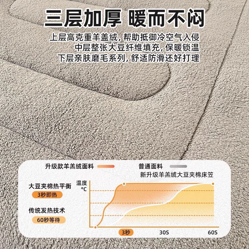 羊羔绒垫子冬天床笠冬季加绒加厚夹棉床垫保护套床罩毛绒铺床毯子