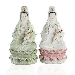 陶瓷求子观音菩萨佛像工艺品禅意摆件送子娘娘神像供奉家用摆设品