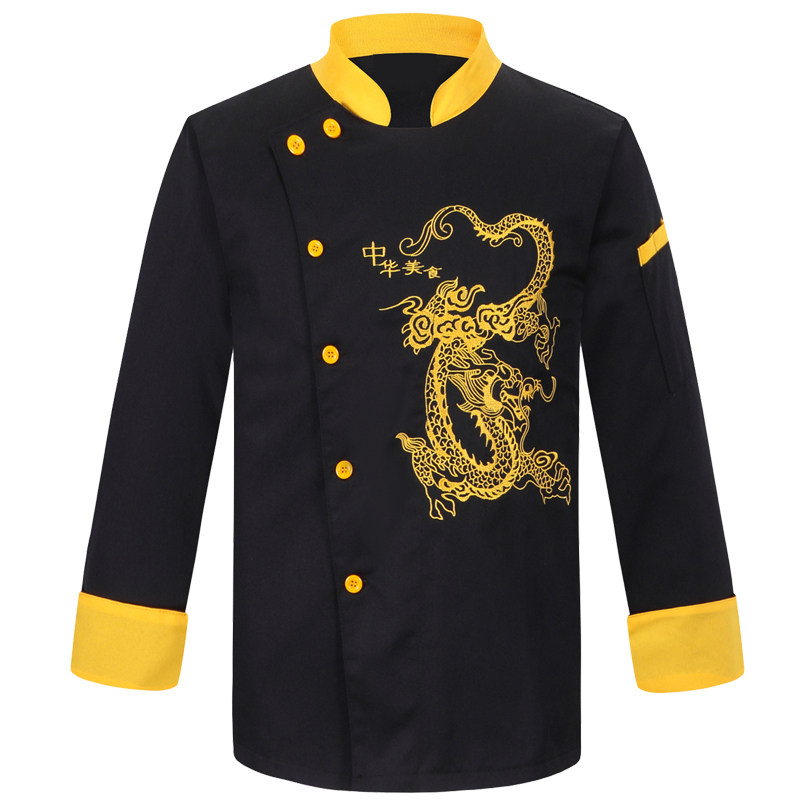 高档酒店厨师服短袖透气男餐厅饭店总厨行政厨师长工作服长袖龙袍