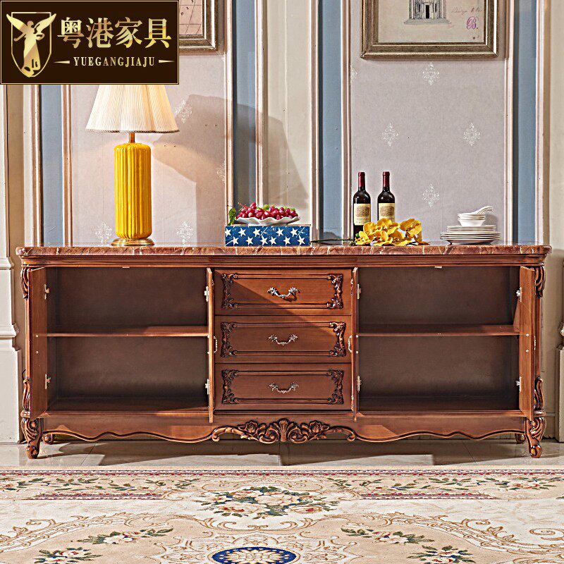 粤港家具 欧式餐边柜 酒柜高柜玄关柜红酒柜餐厅柜碗柜储物柜家具
