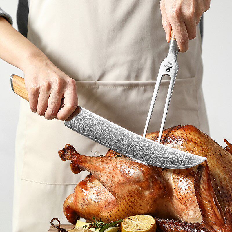信作不锈钢大肉叉家用大号肉叉子烧烤切肉烤羊肉叉二齿叉煮肉叉子