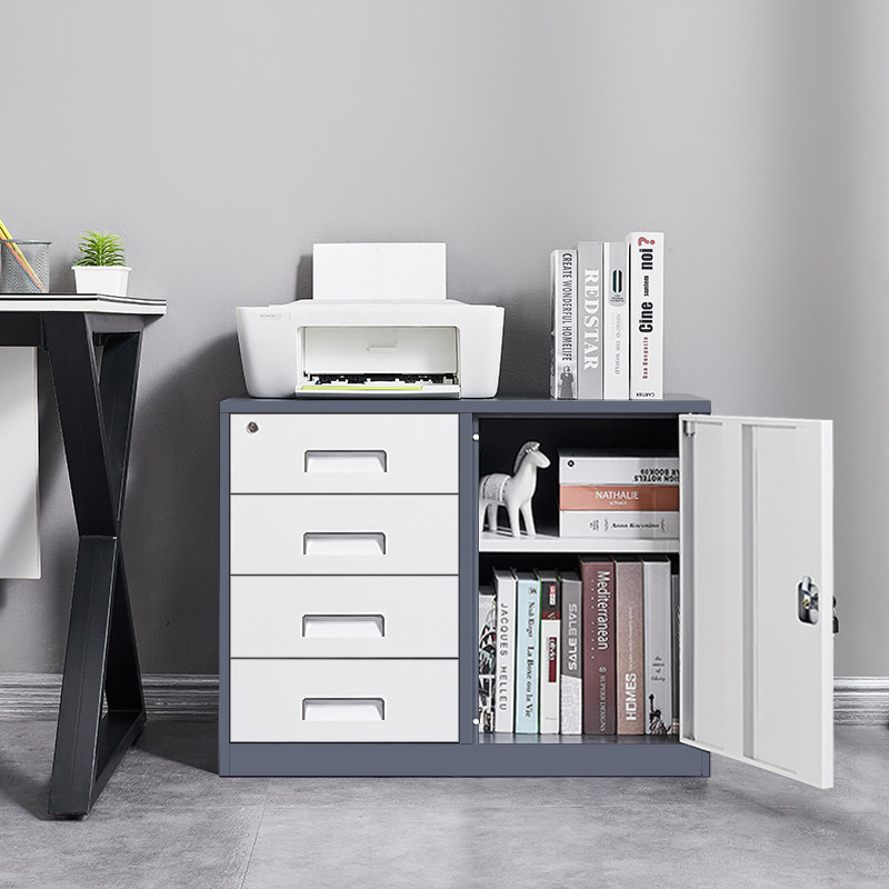 办公矮柜文件柜铁皮柜带锁小柜子储物柜工具柜抽屉柜打印机放置柜