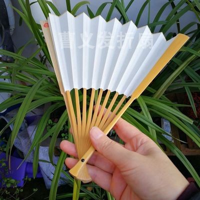 名家董才明高精工95寸16方玉竹马牙头文玩摺扇复古手工竹扇骨收藏