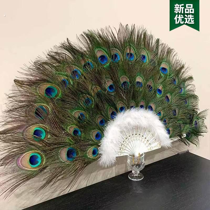 孔雀羽毛扇定制扇礼品扇客厅背景墙挂件乔迁送礼鹅毛扇团扇立体画