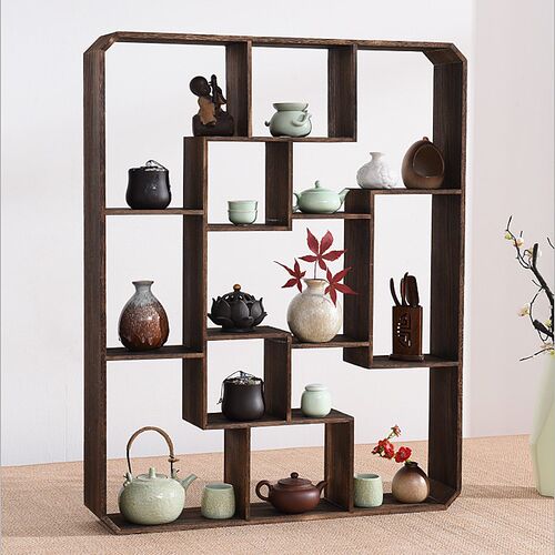 实木异型博古架多宝阁壁挂式挂墙中代置物架茶具茶杯架茶壶架茶柜