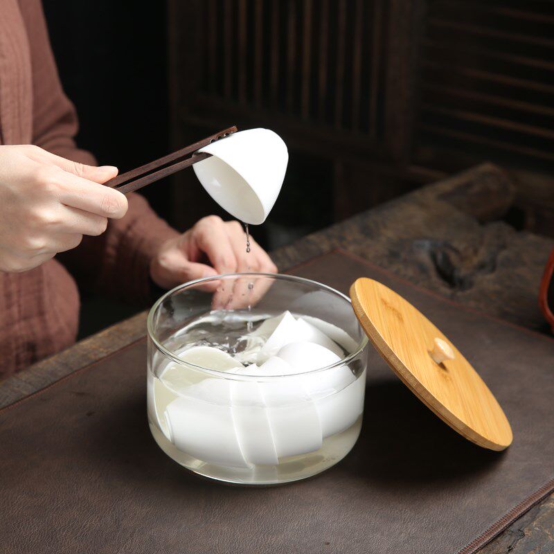 玻璃茶洗带盖大号可加热洗杯盆水洗茶具配件茶盘茶道水盂建水笔洗