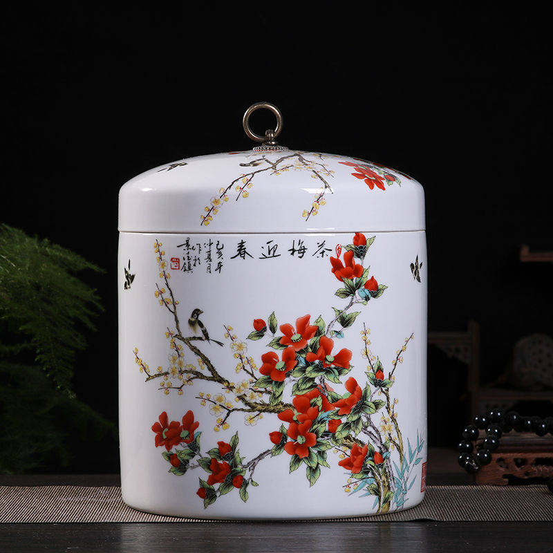 景德镇陶瓷米缸带盖家用米桶米箱防潮防虫腌菜缸大号茶叶罐储水缸