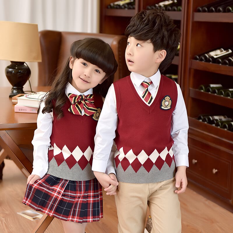 一年级小学生校服套装春秋冬季英伦学院风背心毛衣班服幼儿园园服