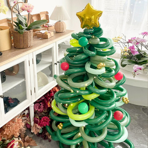 圣诞树节2023新款摆件装饰品diy气球材料包家用拍照道具场景布置1