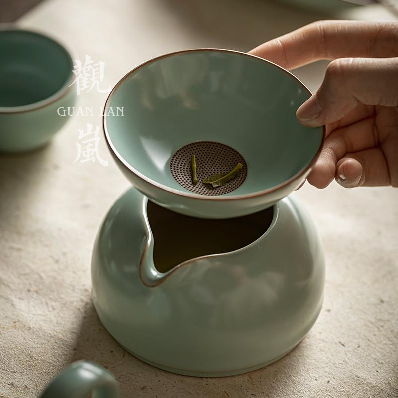 汝窑开片可养功夫茶具套装家用陶瓷泡茶壶轻奢茶壶茶杯高端礼盒装