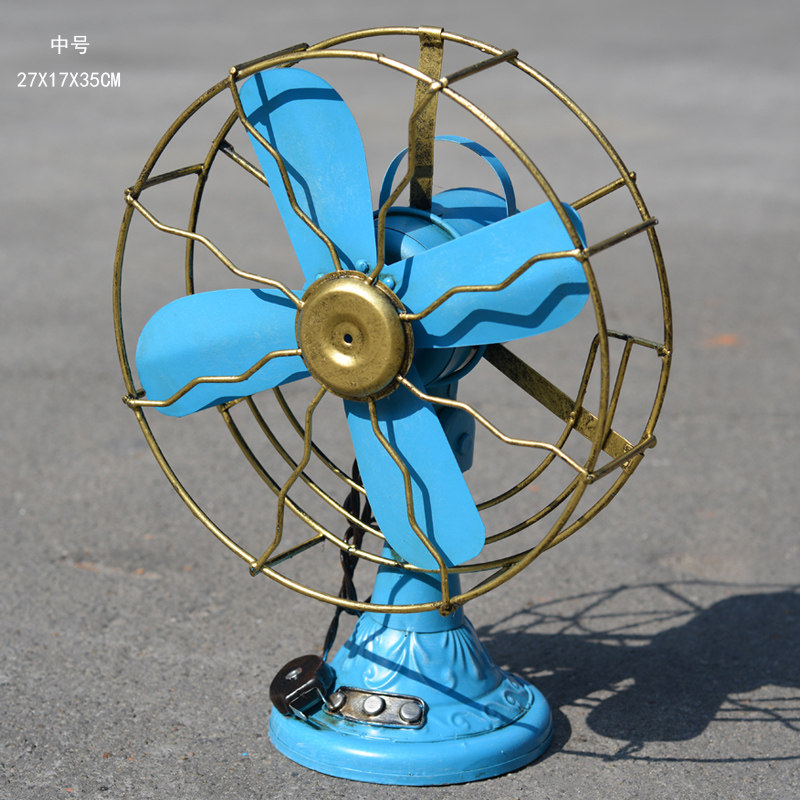 复古仿古铁皮中号电风扇模型服装店酒吧咖啡厅摆件装饰品摄影道具