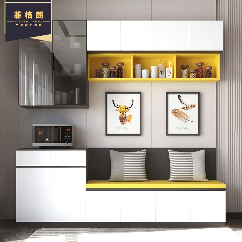 餐边柜卡座一体餐厅多功能吊柜带座酒柜省空间饭厅靠墙储物装饰柜