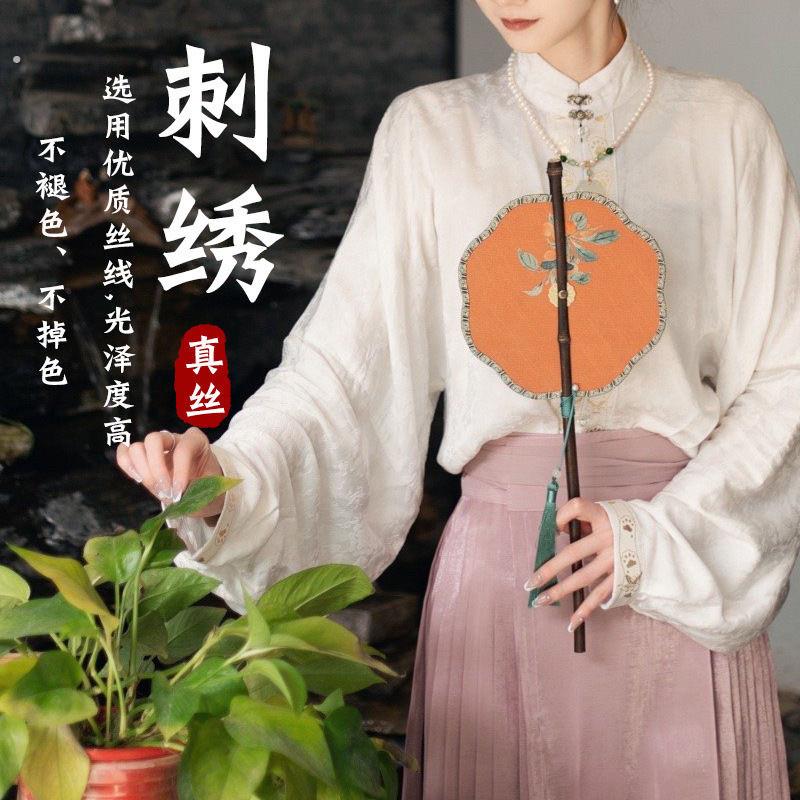 国风复古腰扇可卷扇子便携汉服旗袍古风中国风团扇古典竹编扇宫扇