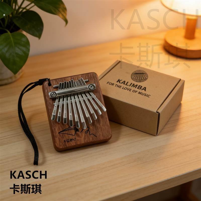 10音拇指琴迷你卡林巴拇指弹奏初学者可携式乐器木质琴体手指琴可