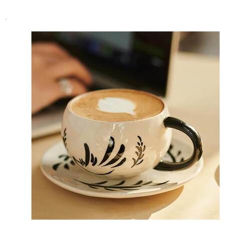 咖啡杯蛋杯小众拿铁高档精致陶瓷杯子杯碟套装高颜值礼盒装下午茶