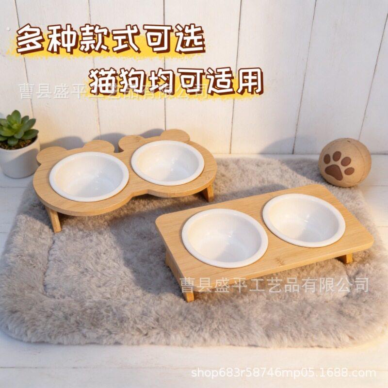 宠物用品陶瓷猫狗碗猫咪食盆慢食碗黑下巴日韩猫碗带架