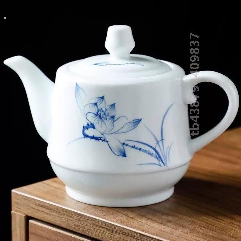 手绘大容量茶壶白瓷泡茶壶大号高档家用单壶中式复古陶瓷功夫茶具