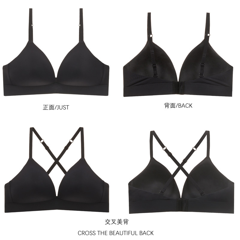 法式内衣无钢圈大胸显小超薄款文胸全罩杯舒适无痕少女三角杯胸罩