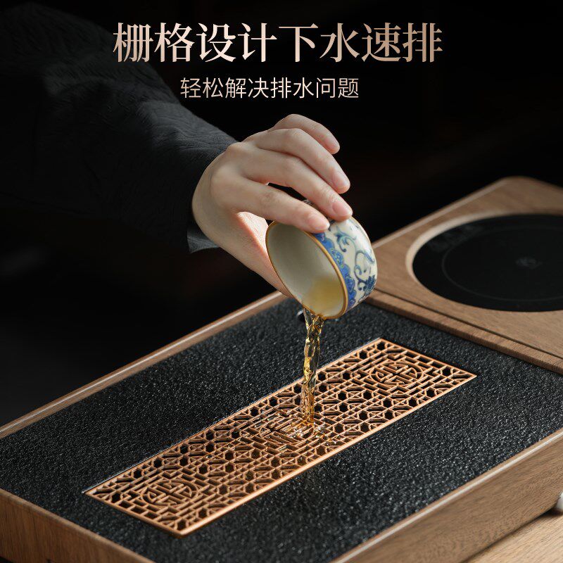 汝窑整套功夫茶具套装茶盘茶壶全自动一体2024新款茶具茶台一整套