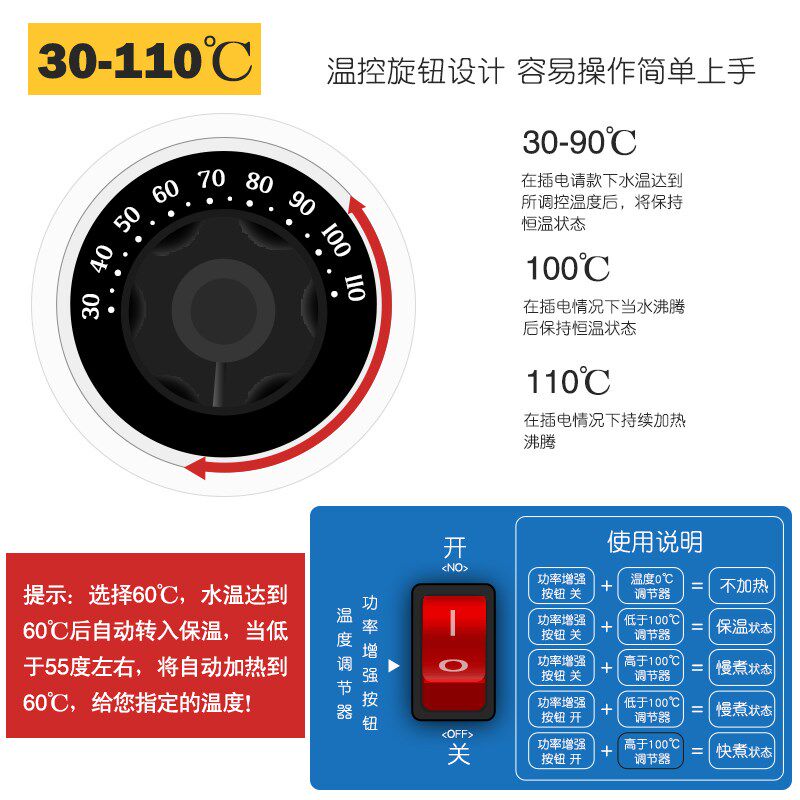 30-100L电热蒸煮汤桶不锈钢开水烧水桶自动加热保温桶商用大容量