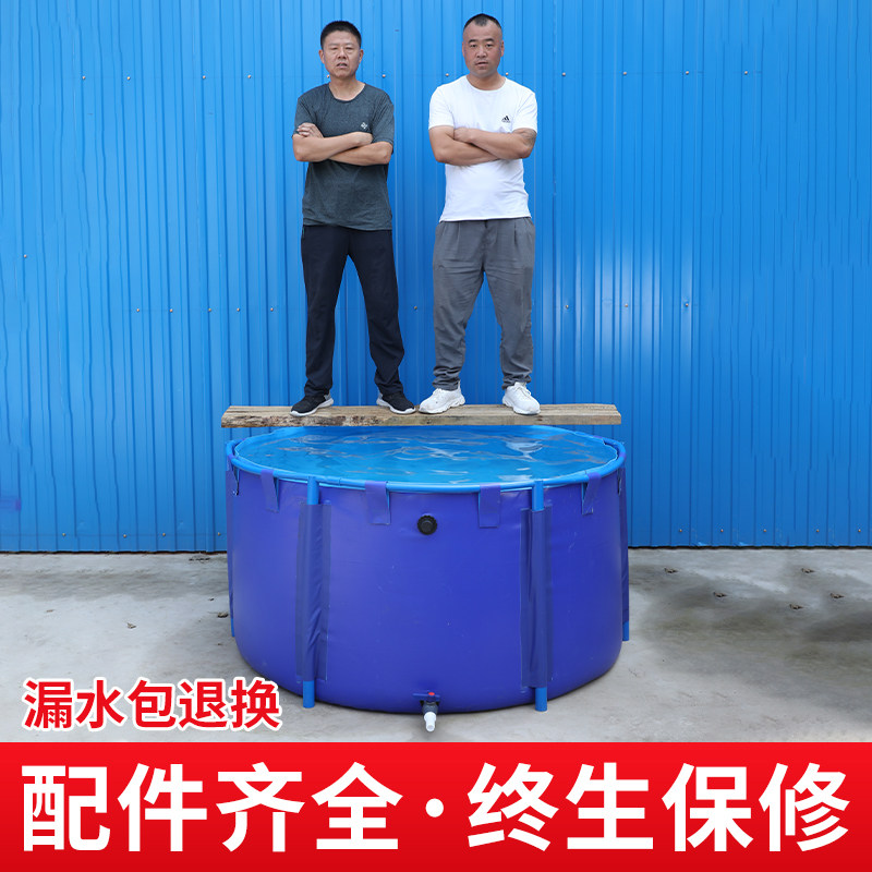 圆形帆布鱼池加厚折叠蓄养殖锦鲤水池带支架家用大型养鱼池防水布