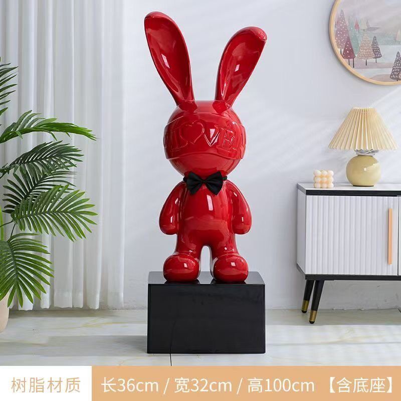 网红轻奢兔子存钱罐卡通摆件现代客厅电视柜创意家居乔迁装饰落地