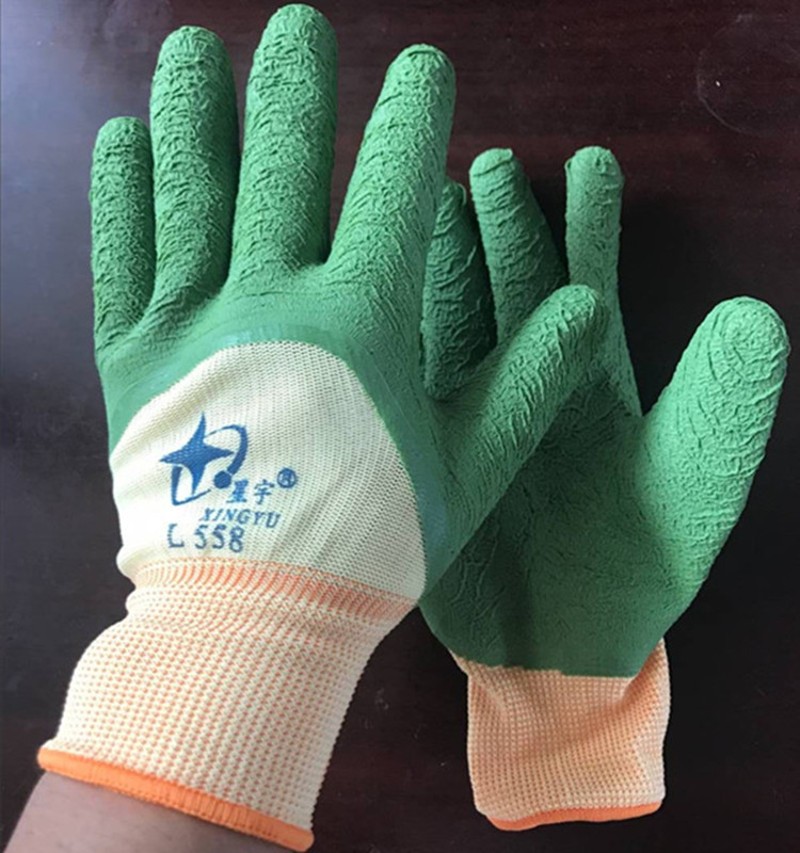 包邮星宇劳保手套用品 L568十三针尼龙乳胶波浪纹全浸防滑耐磨