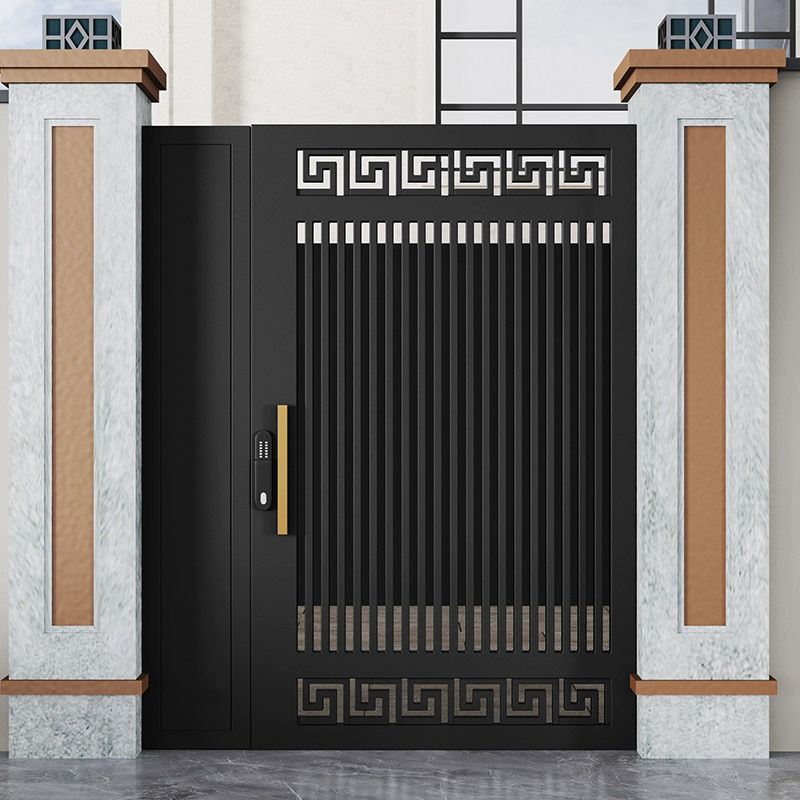 铁艺别墅门百叶门庭院门花园门现代简约单双开不锈钢门自建房院门