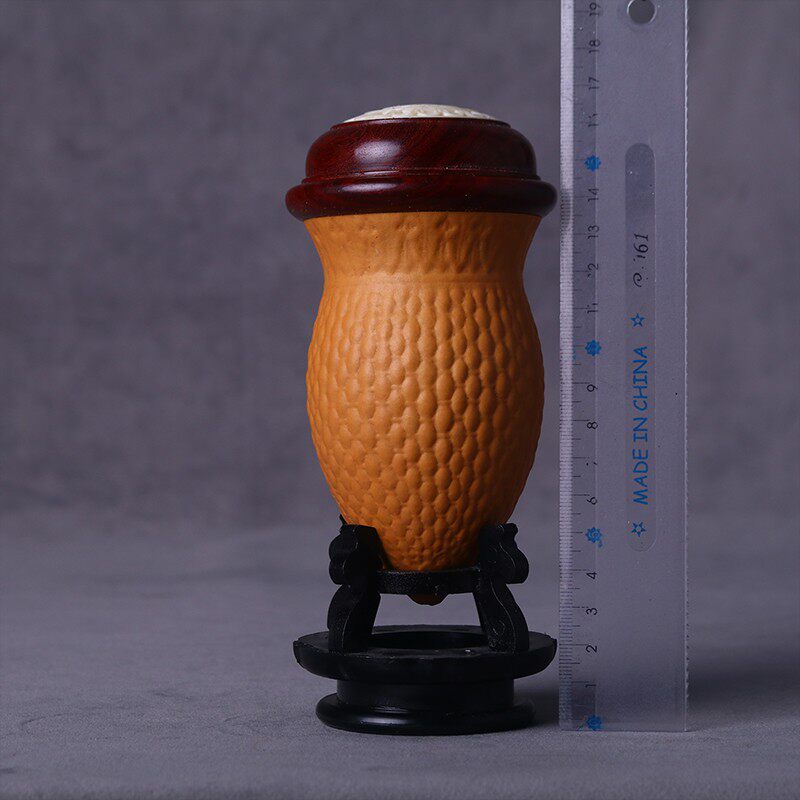 高端蝈蝈葫芦罐精品叫罐养蝈蝈的葫芦文玩鸡心带口盖蒙芯铜簧底座