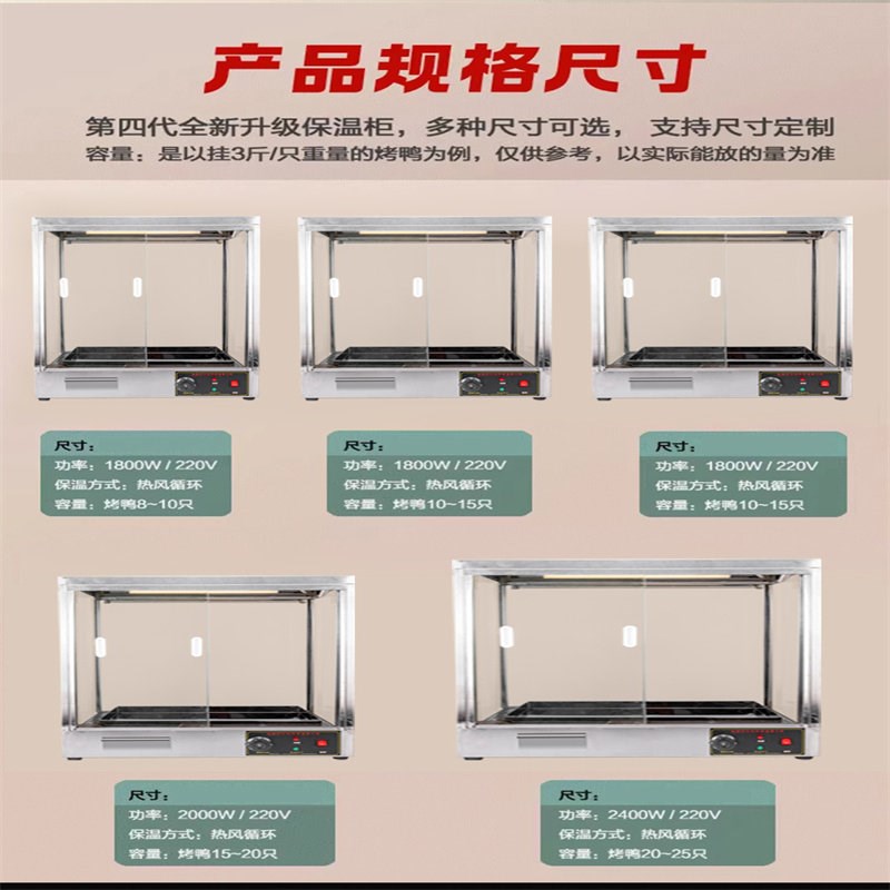 新款不锈钢挂烤鸭保温展示柜商用加热灯照明保温脆皮烤五花肉烤箱
