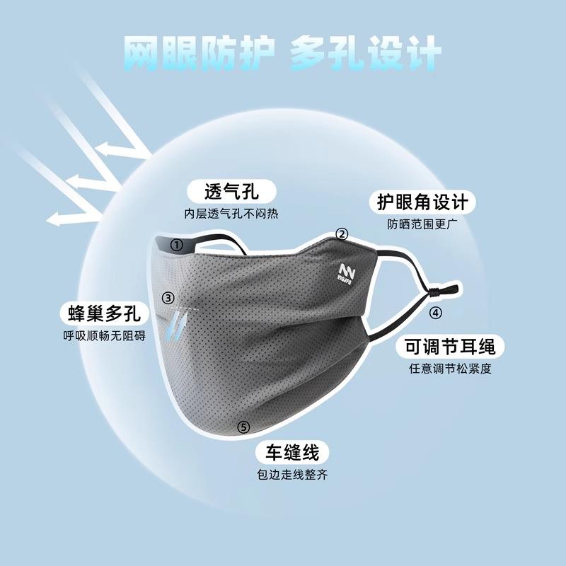 大脸围骑行口罩男薄款夏季防晒口罩女透气加大加宽冰丝面罩全脸男