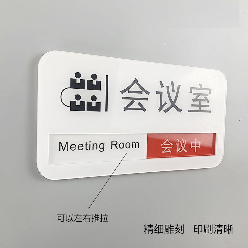 会议室门牌可更换状态办公室标识牌会议中使用中亚克力可更换状态
