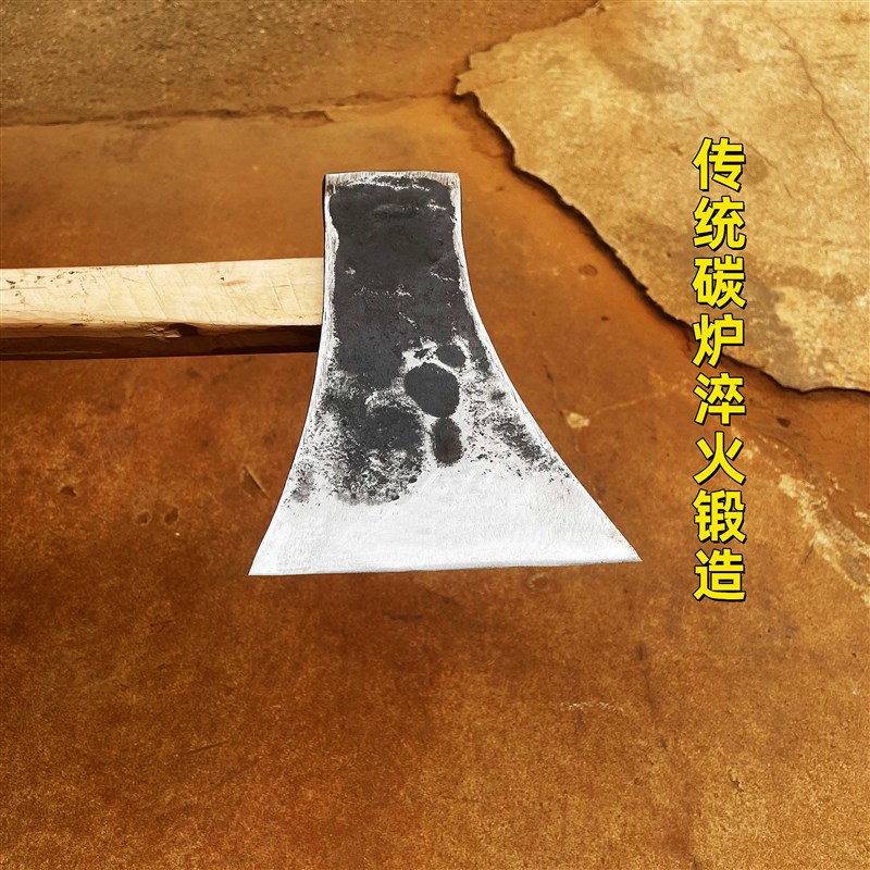 。手工锻打夹钢斧头家用劈柴农村砍树伐木木工专用斧子锋利户外野