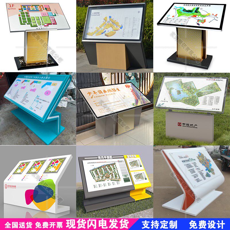 小区导视台斜面落地指示牌楼层索引景区复古导示图户外导览平面图