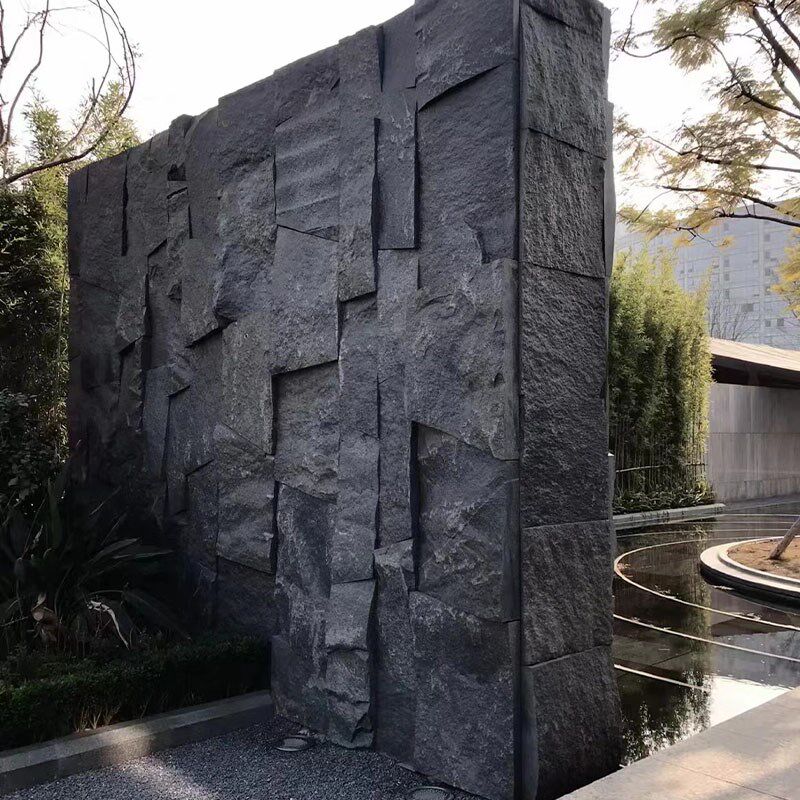 天然大理石蘑菇石花岗岩石皮电视背景墙自然面毛石别墅水景墙石材