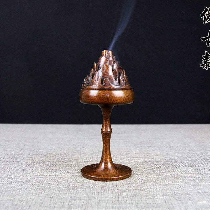 黄铜博山炉 纯铜博山炉 仿古铜香炉家用 香熏炉熏香炉创意 盘香炉