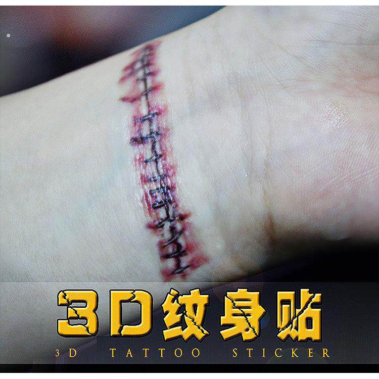 万圣节彷水纹身贴伤疤贴派对装扮用品恶鬼僵尸伤口纹身贴纸
