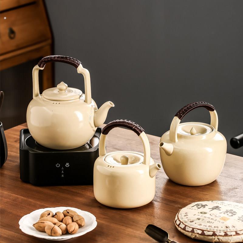 电陶炉老白茶专用煮茶壶薄胎苏打釉陶壶陶瓷日式老陶泥烧水壶简约